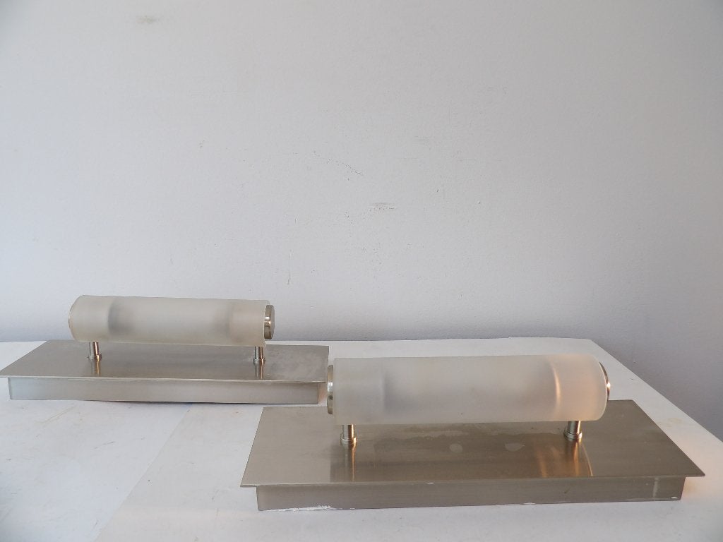 2 gave Design Plafondlampen, jaren '90, RVS/Glas, Halogeen, Gebruikt, Modern, Overige fittingen, Ophalen of Verzenden
