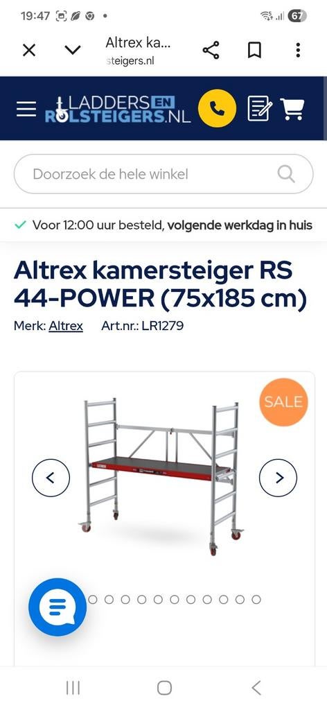 Kamer steiger nieuwe 1 keer gebruikt, Doe-het-zelf en Verbouw, Steigers, Ophalen of Verzenden, Zo goed als nieuw, Rolsteiger of Kamersteiger