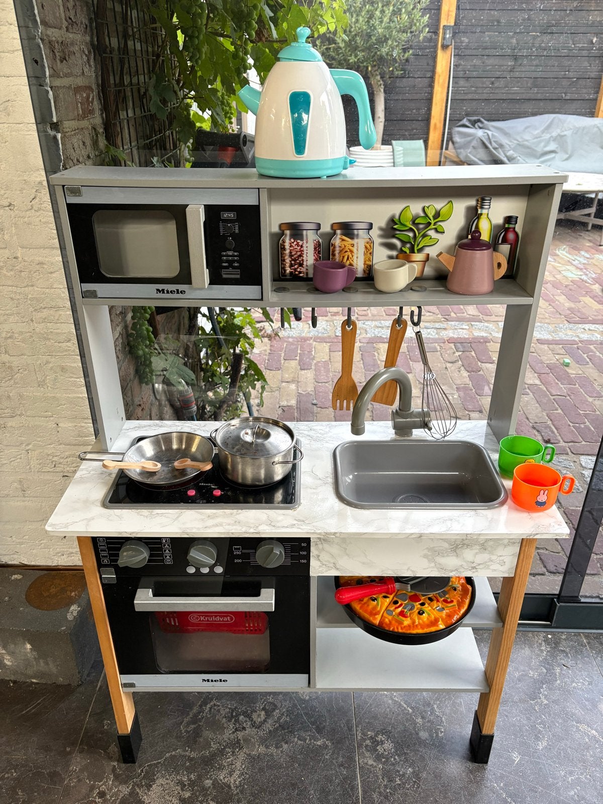 Complete houten kinderkeuken met accessoires, Ophalen, Gebruikt, Hout, Speelkeuken