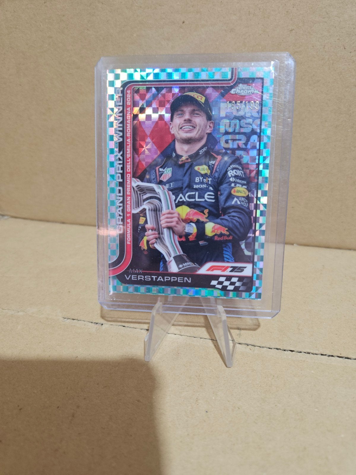 Max verstappen topps chrome f1 2025 /199 chequered green, Ophalen of Verzenden, Nieuw, Plaatje