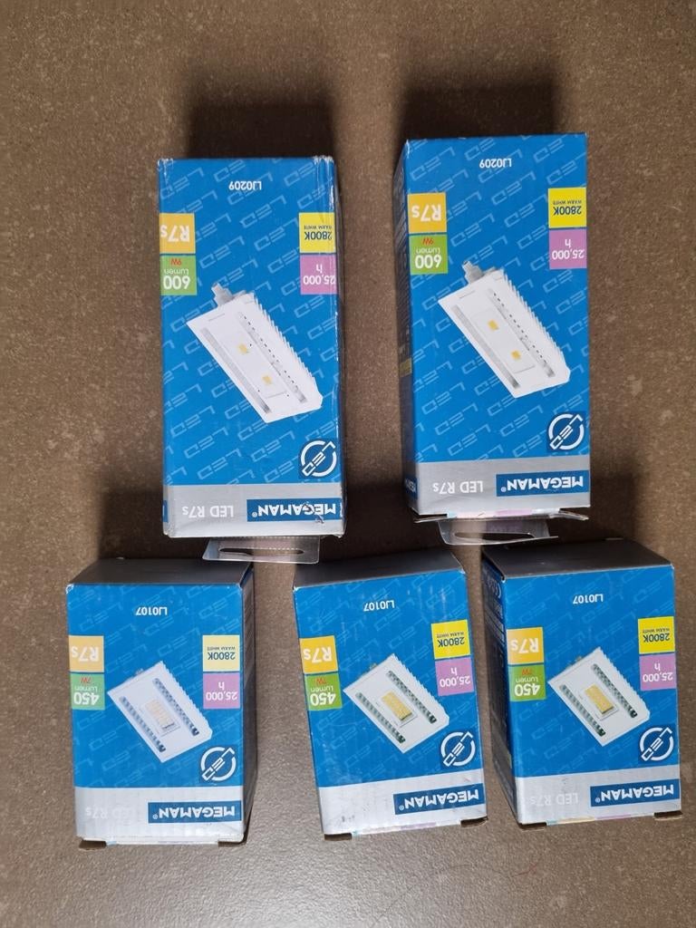 5 LED lampen R7s,  7 Watt en 9 Watt, Warm wit, Led-lamp, Minder dan 30 watt, Nieuw, Overige fittingen