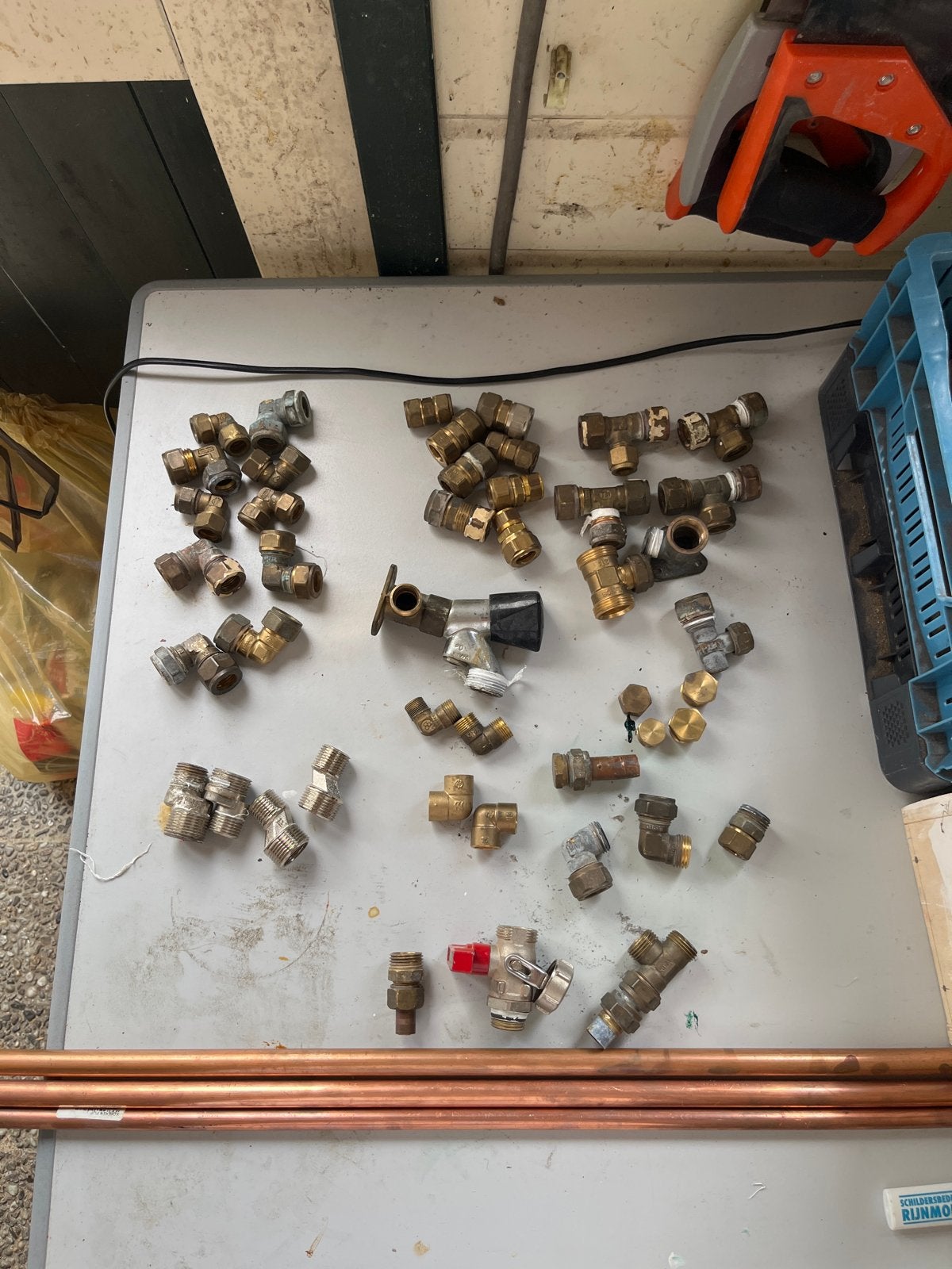 Koperen buizen en diverse koppelingen, Ophalen, Overige materialen, Gebruikt, Minder dan 20 mm