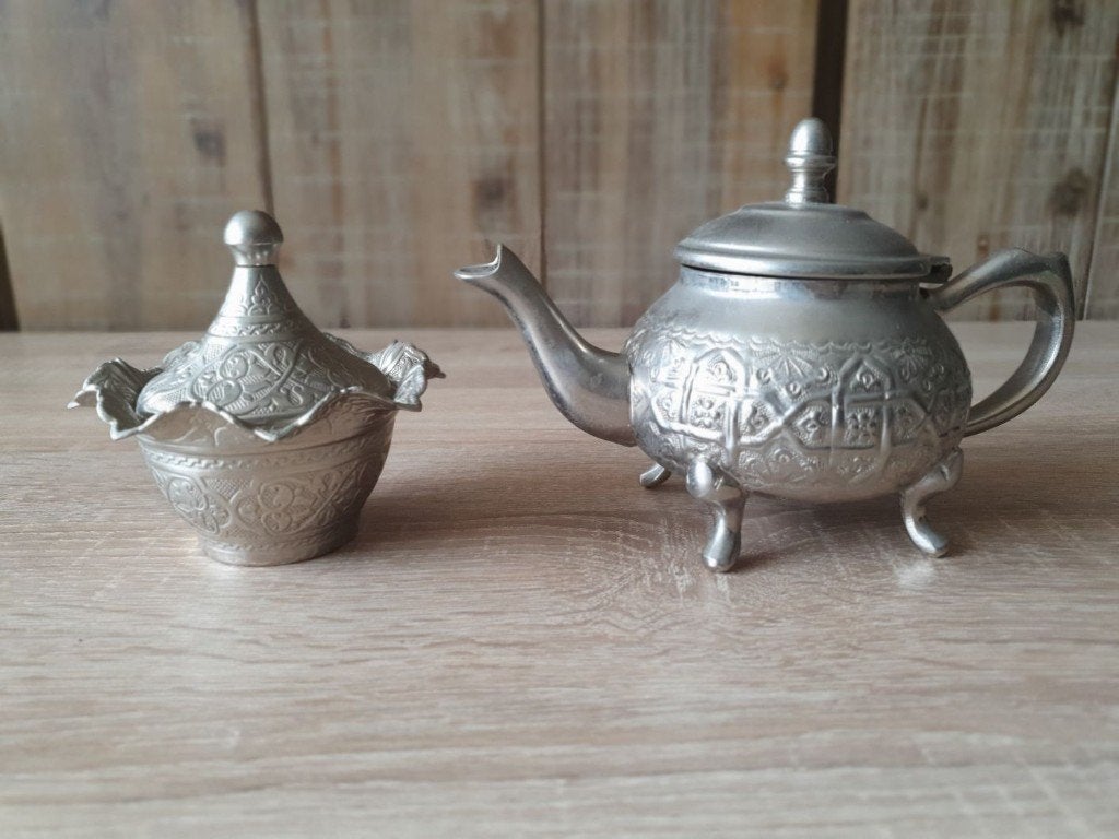 Marokaans theepotje en suikerpot, Ophalen of Verzenden