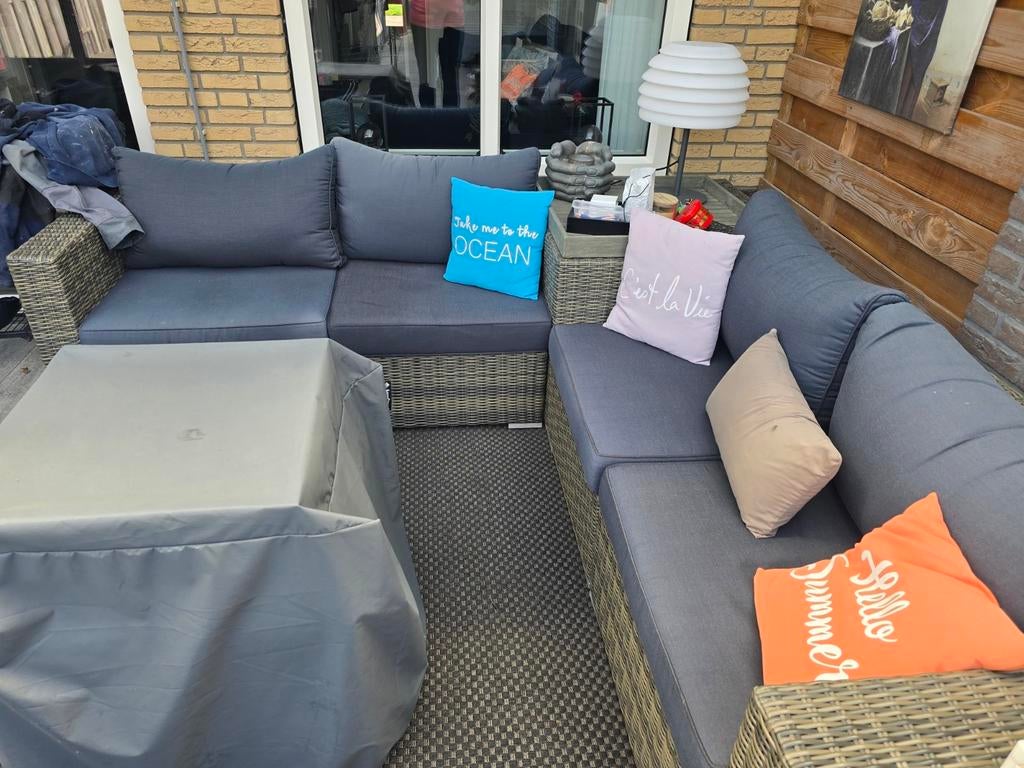 Hoek loungeset wicker, Tuin en Terras, Ophalen, Zo goed als nieuw, Wicker