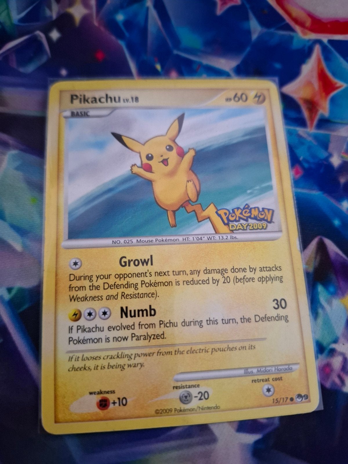 Pikachu Lv.18 Pokémon Day 2009 (15/17) Goede Sta, Ophalen of Verzenden, Zo goed als nieuw, Losse kaart, Foil