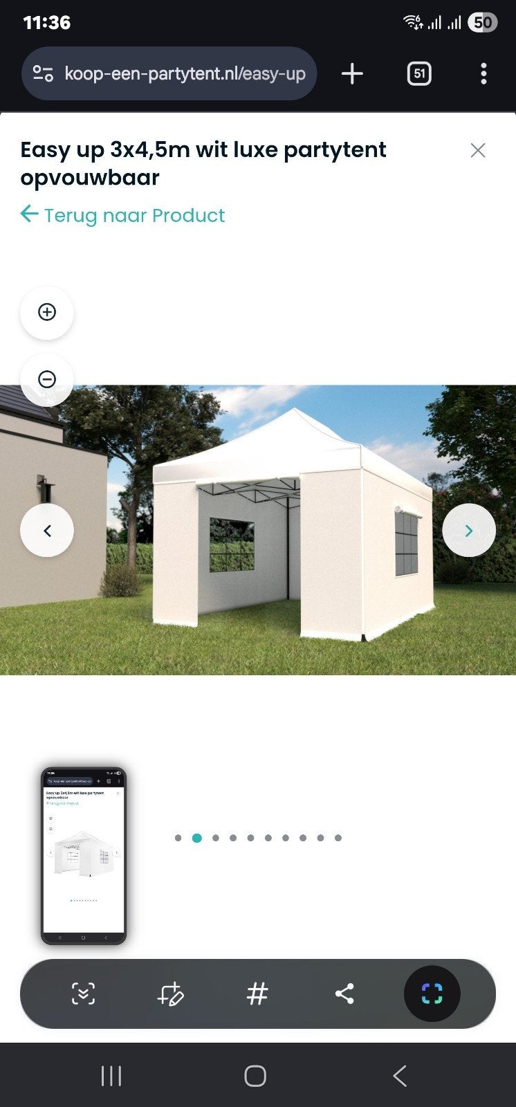Easy-up Partyent Luxe 3x4,5m met zijwanden, Ophalen, Zo goed als nieuw, Minder dan 5 meter