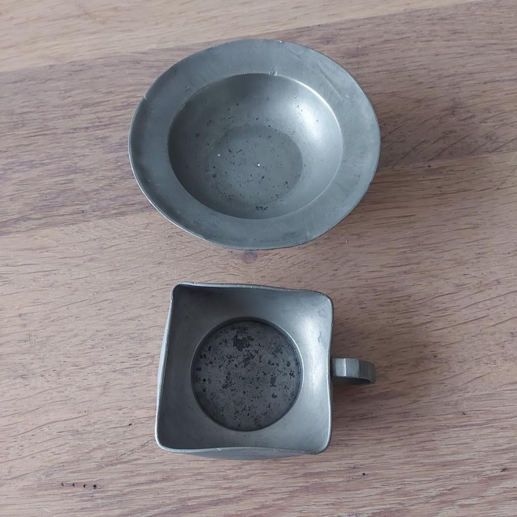Vintage - set van 2 tinnen bakjes / bakjes van tin, Ophalen of Verzenden