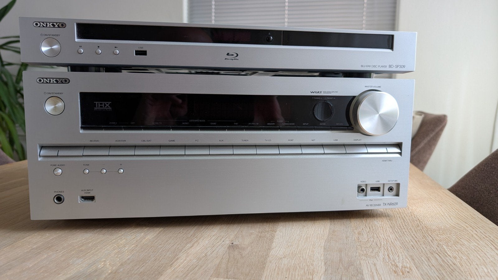 Onkyo TX-NR609 Receiver & BD-SP 309 Blu-ray speler, Ophalen, Zo goed als nieuw, 120 watt of meer, Onkyo