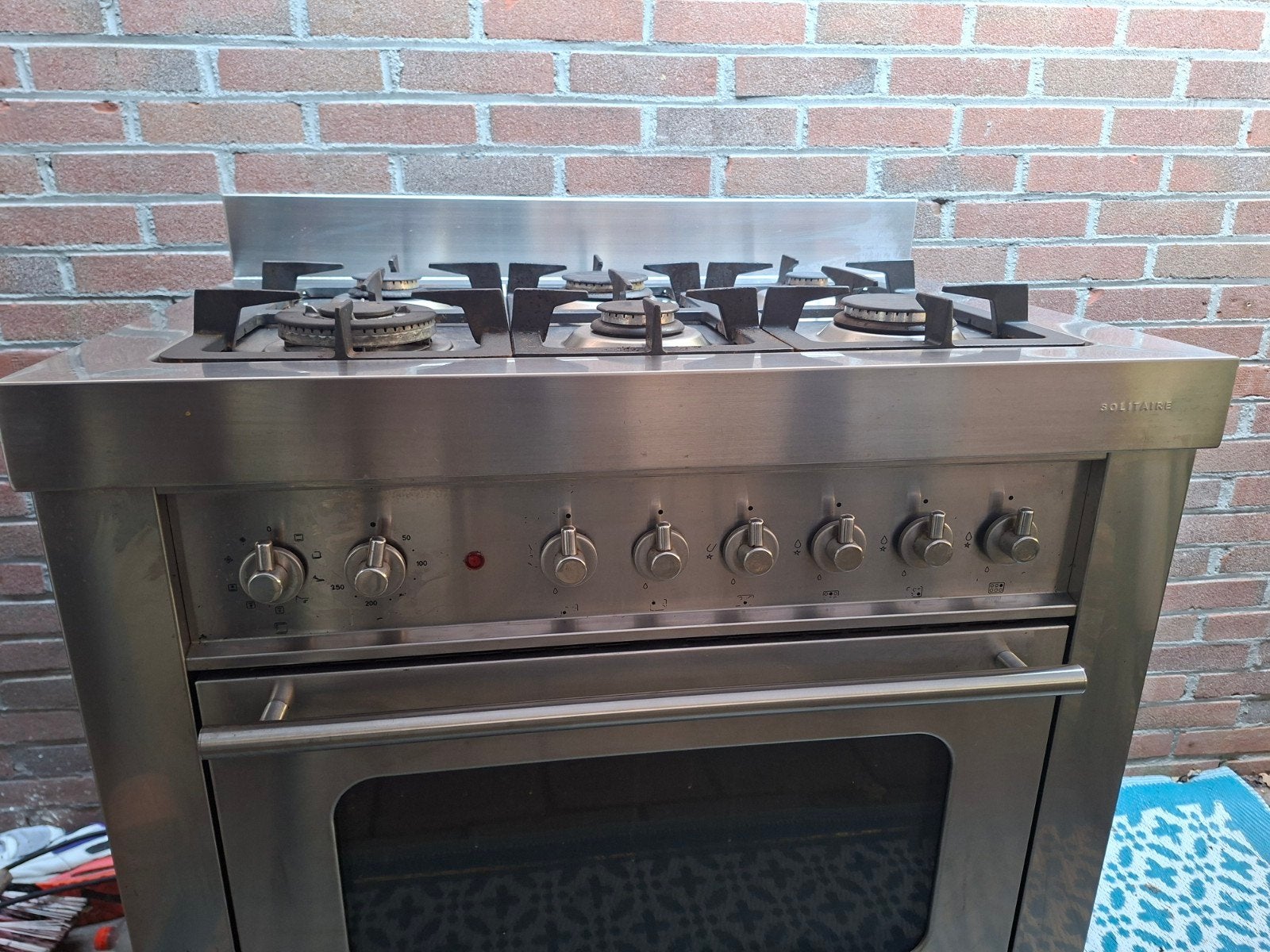6 pits rvs gasfornuis met oven van solitaire., Ophalen, Gebruikt, 60 cm of meer, Gas