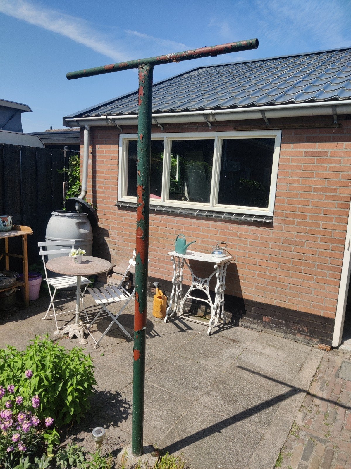 Waslijn paal, Ophalen, Wasrek