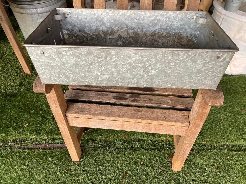 Mooie oude zinken bloembak, Tuin en Terras, Ophalen, Minder dan 30 cm, Rond, Zo goed als nieuw