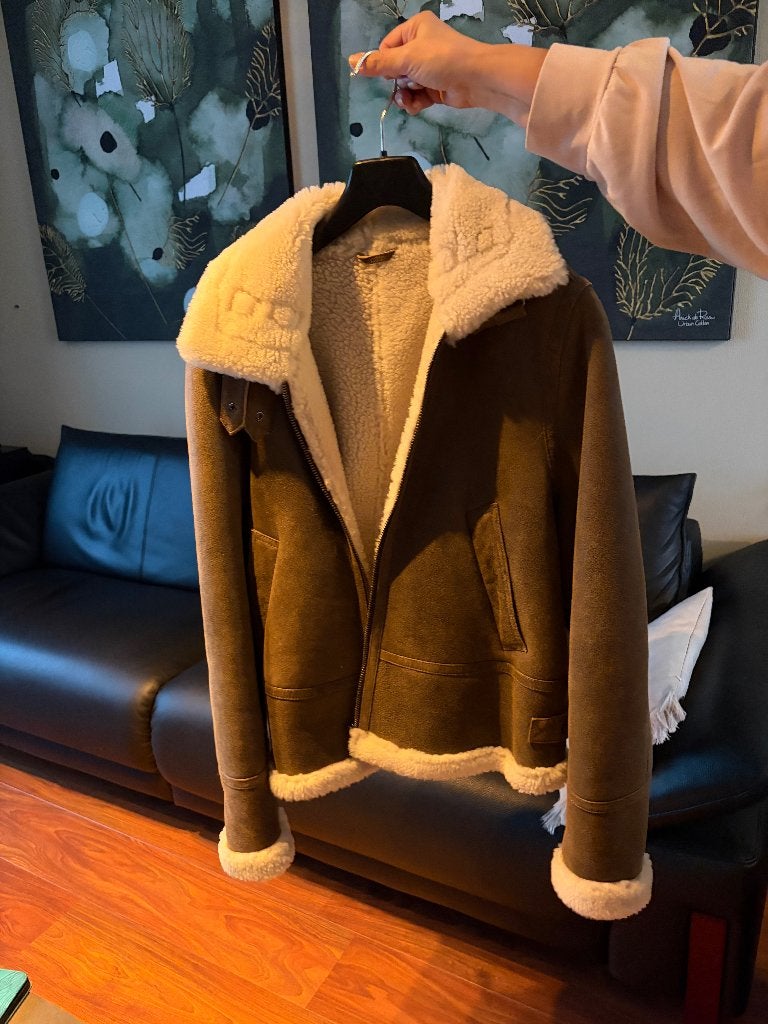 Zgan dames Lammy coat van Carlo Sacchi maat 50, Ophalen, Zo goed als nieuw, Maat 46/48 (XL) of groter, Bruin