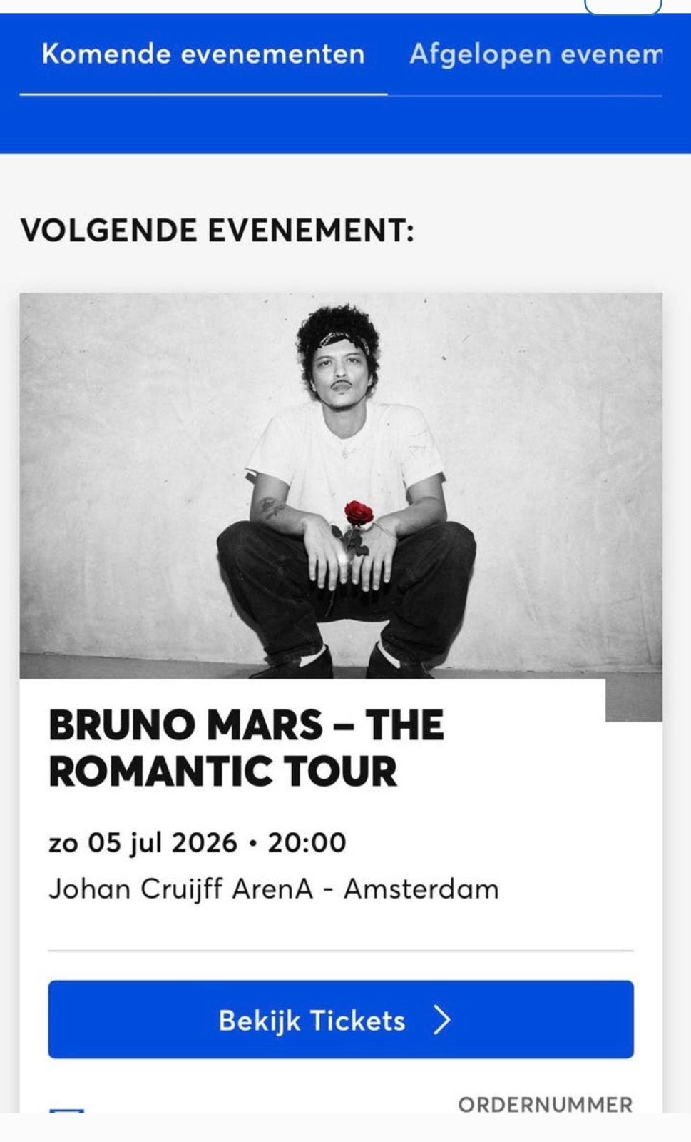 Bruno mars 2 tickets, Twee personen, Juli