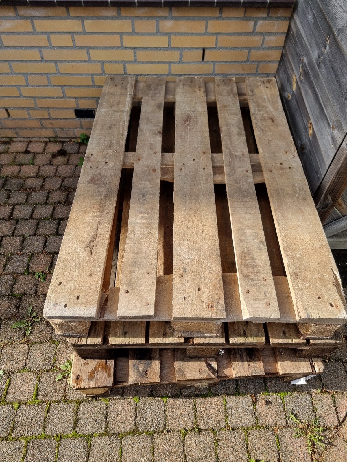 Gebruikte houten pallets 3x, Ophalen, Gebruikt, 50 mm of meer, Pallet