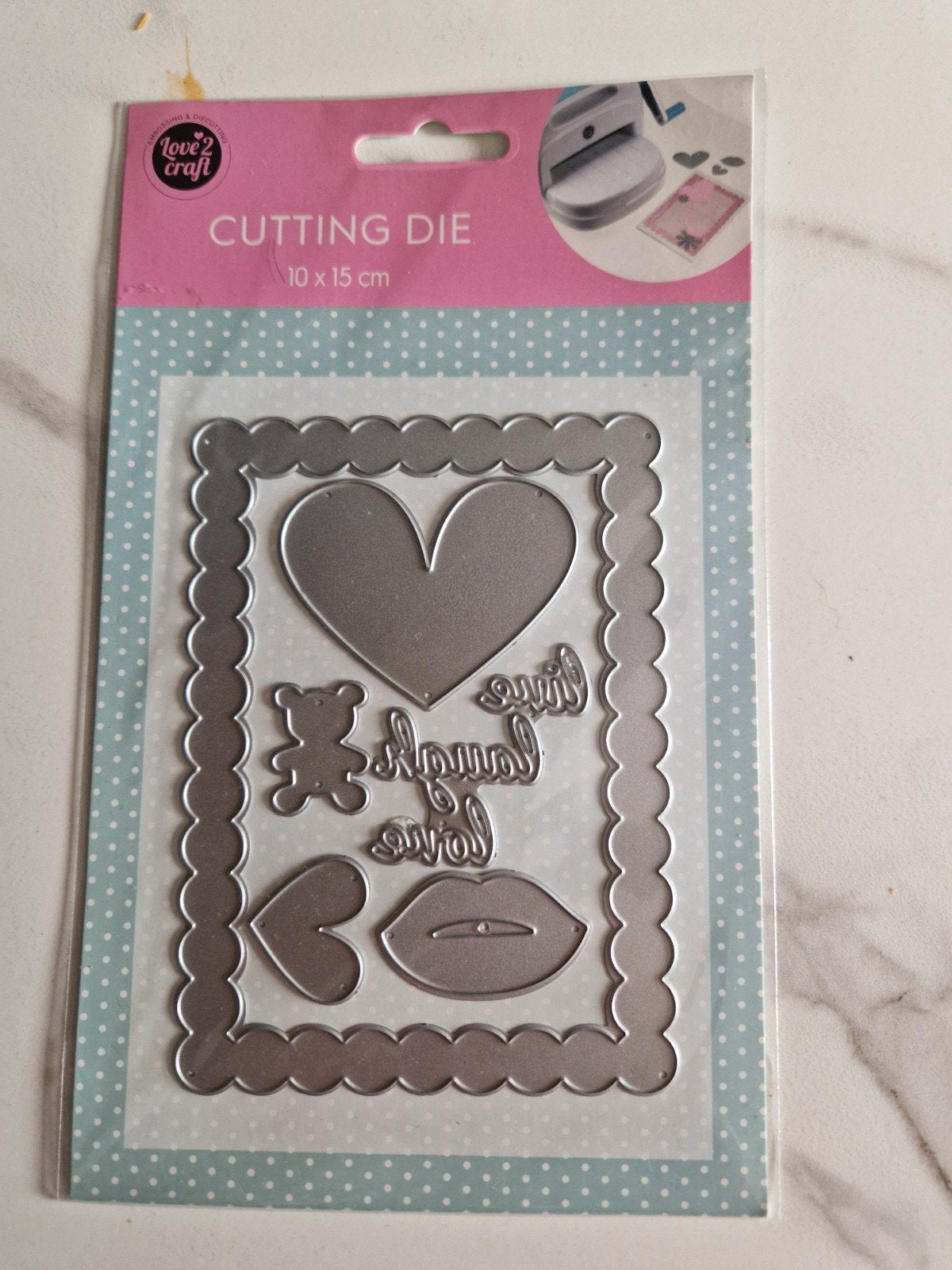 Love 2 Craft Snijmal - Hart, Beer, Lippen, Tekst, Geschikt voor snijden, Zilver, Overige thema's, Gereedschap of Toebehoren