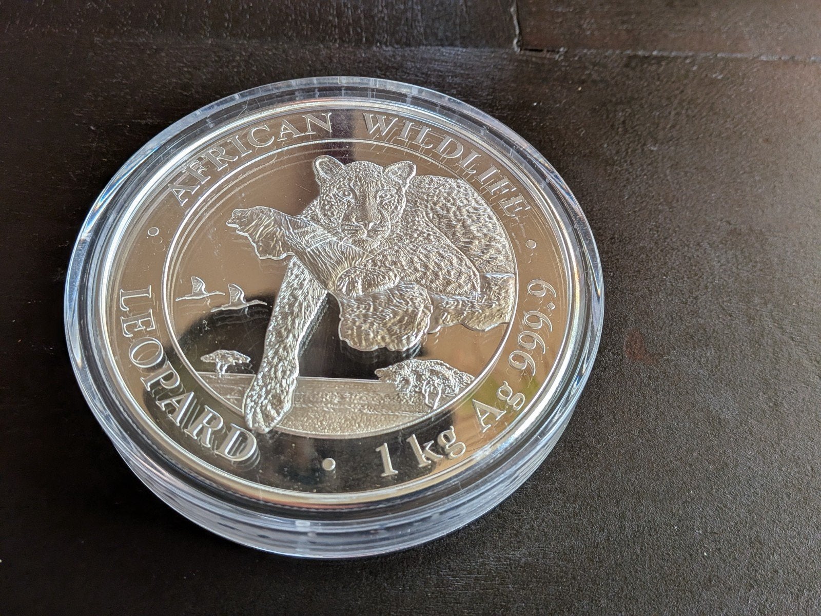 Zilver kilomunt Leopard 999 zilver., Ophalen of Verzenden, Zilver