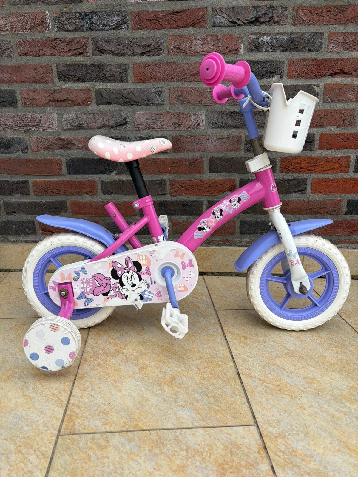 Disney Minnie mouse meisjesfiets 10 inch, Ophalen, Gebruikt, Minder dan 16 inch, Zijwieltjes