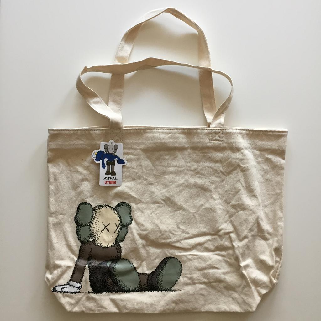 Kaws uniqlo gone tote bag grijs linnen tasje handtas, Ophalen of Verzenden, Nieuw, Grijs