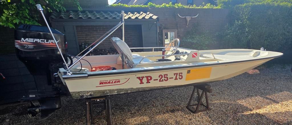 Boston Whaler 15ft Sport met 75pk Mercury motor, Watersport en Boten, Motorboten en Motorjachten, Ophalen, Gebruikt, Elektrisch