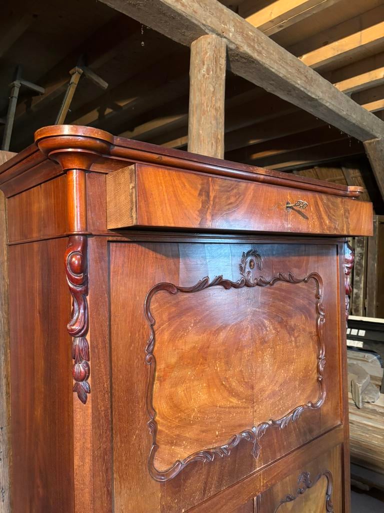 Secretaire met klep van mahonie, Antiek en Kunst, Ophalen