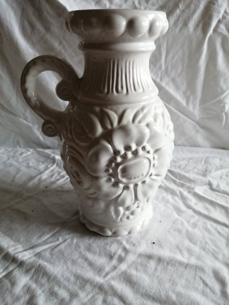 vintage mid century zonnebloem vaas West germany, Huis en Inrichting, 28 cm, Gebruikt, Wit, Ophalen of Verzenden