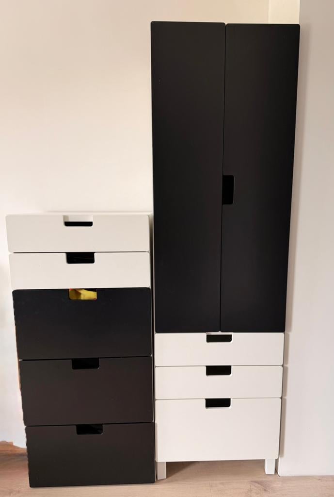 Smastad / Stuva kledingkast zwart wit, Ophalen, 50 tot 75 cm, 50 tot 100 cm