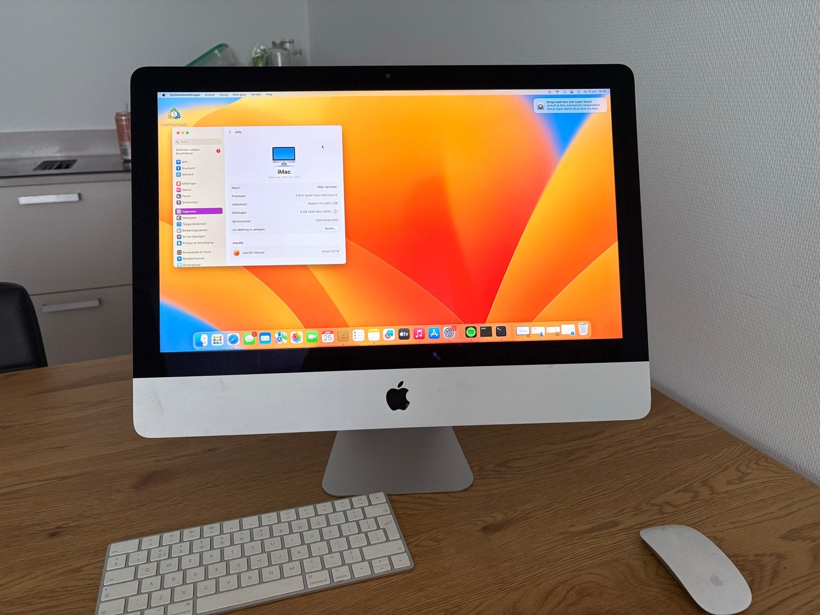 Apple iMac 21.5-inch 2017 - 8GB RAM, 1TB HDD, Ventura, Computers en Software, Apple Desktops, Ophalen, Gebruikt, HDD en SSD, 2 tot 3 Ghz
