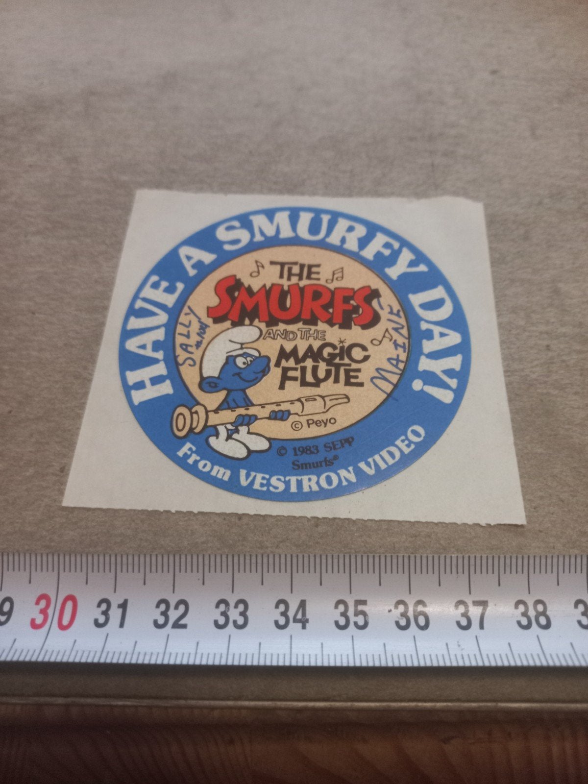 Vintage Smurfen sticker 'Have a Smurfy Day!' (1983), Ophalen of Verzenden