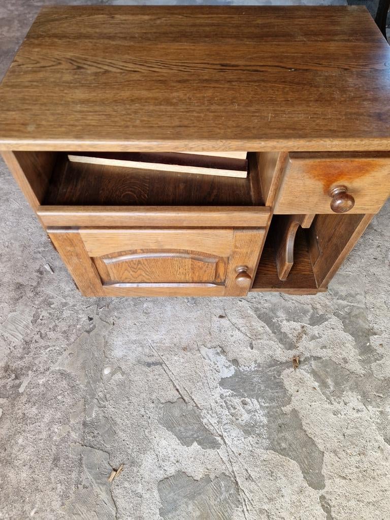 Vintage houten nachtkastje/bijzettafel met lade en kastje, Huis en Inrichting, Ophalen