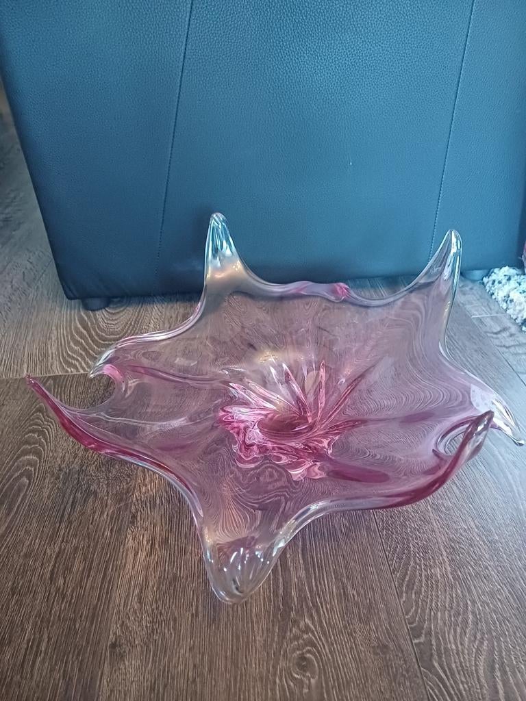 Vintage roze glazen schaal, Ophalen of Verzenden