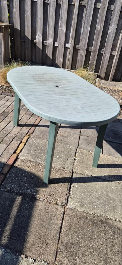 Groene ovale tuintafel - Gebruikt, Ophalen, Gebruikt, Ovaal, Kunststof