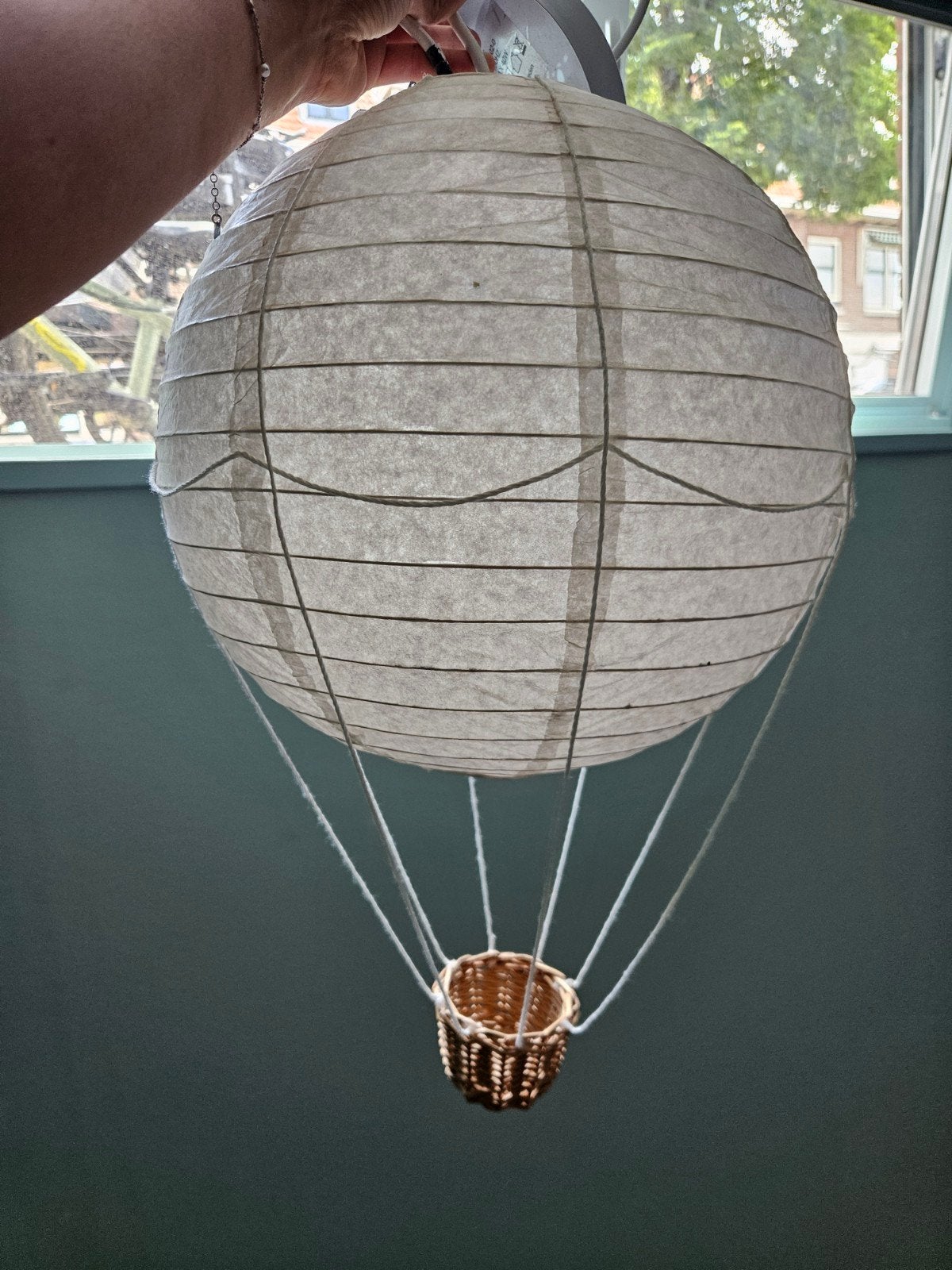 Papieren luchtballon lamp, Ophalen of Verzenden, Zo goed als nieuw, Wit, Papier/karton