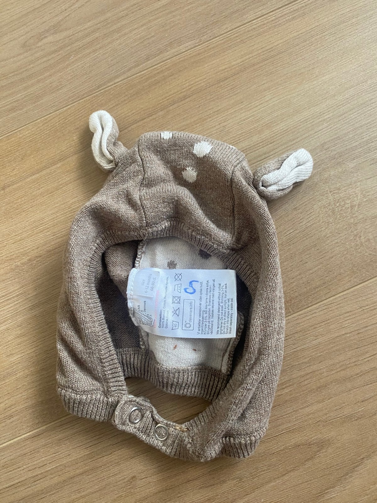 Muts mutsje bruin beige met oortjes Hust and Claire 6-12 M, Jongetje of Meisje, Ophalen of Verzenden, Zo goed als nieuw, Maat 68