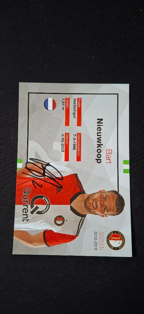 Spelerskaart met handtekening; Bart Nieuwkoop # Feyenoord, Verzamelen, Ophalen of Verzenden, Nieuw, Feyenoord, Spelerskaart