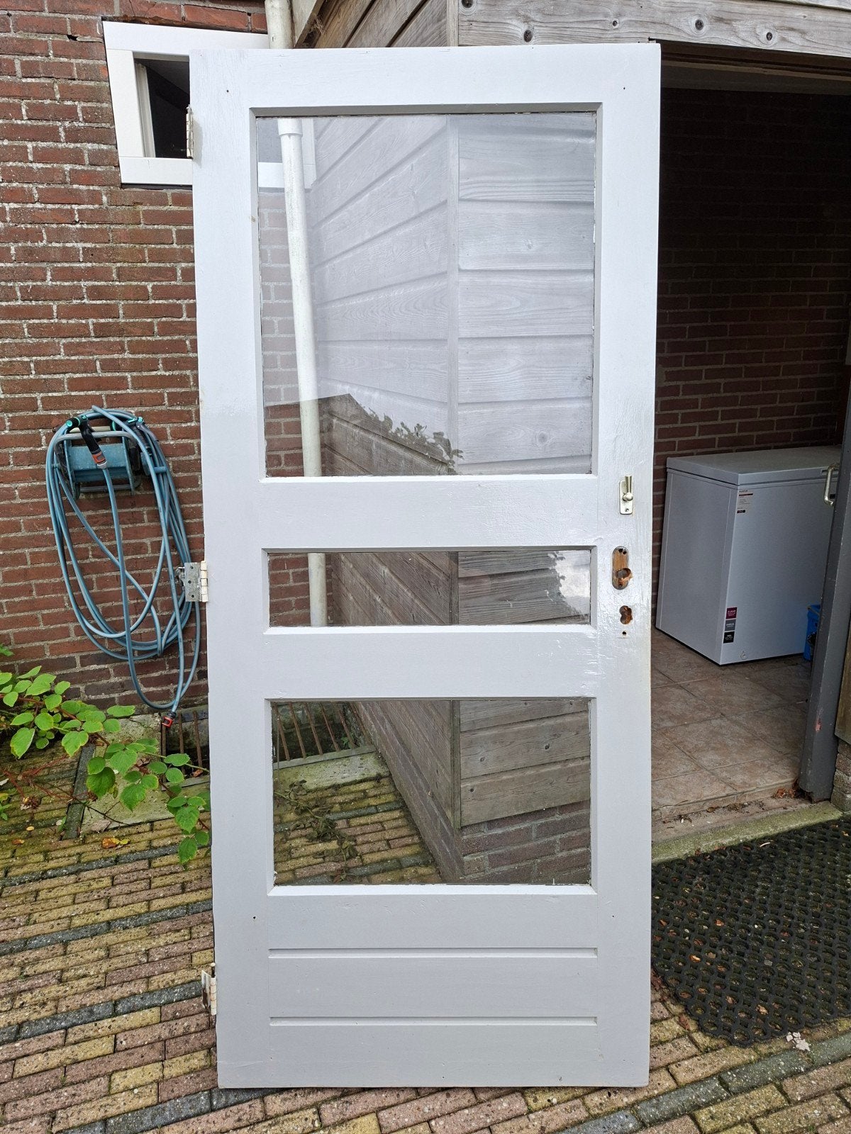 Achterdeur met enkel glas - 202.5x87.5 cm, Ophalen, Gebruikt, 80 tot 100 cm, Buitendeur