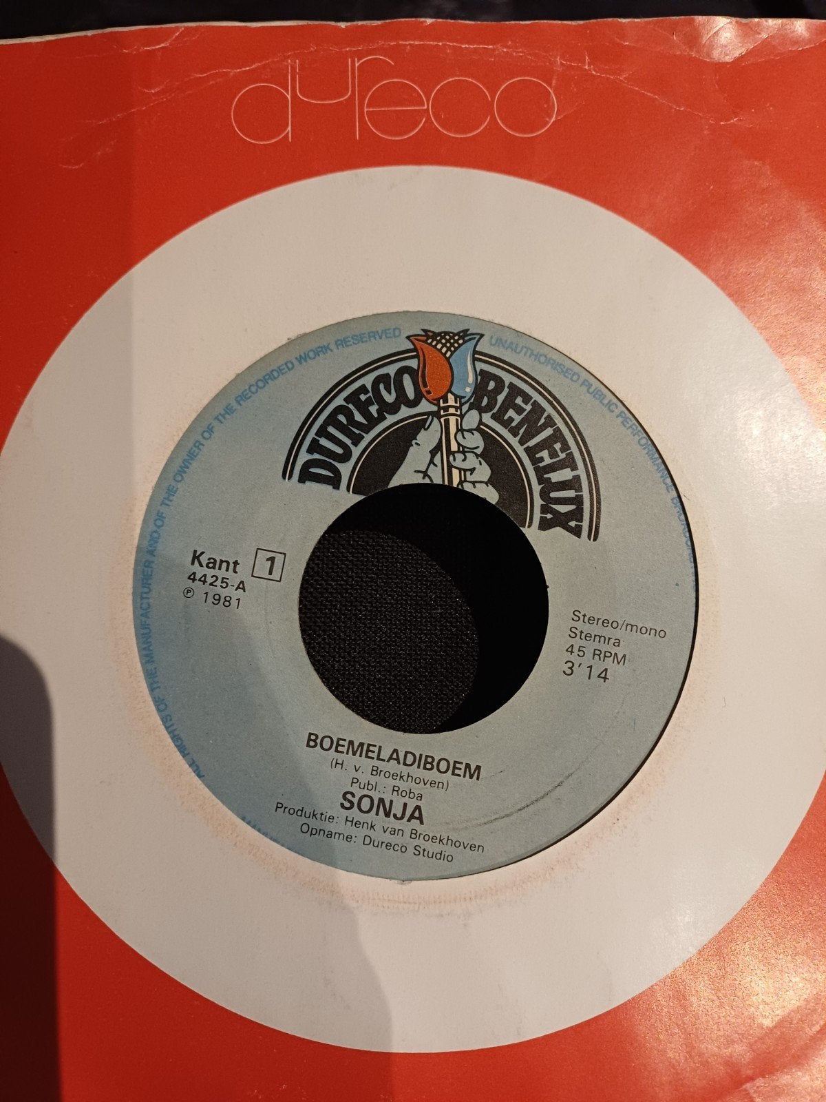 Sonja - Boemeladiboem (1981) Dureco Benelux 45 RPM, Cd's en Dvd's, Vinyl Singles, Gebruikt, 7 inch, Ophalen of Verzenden, EP
