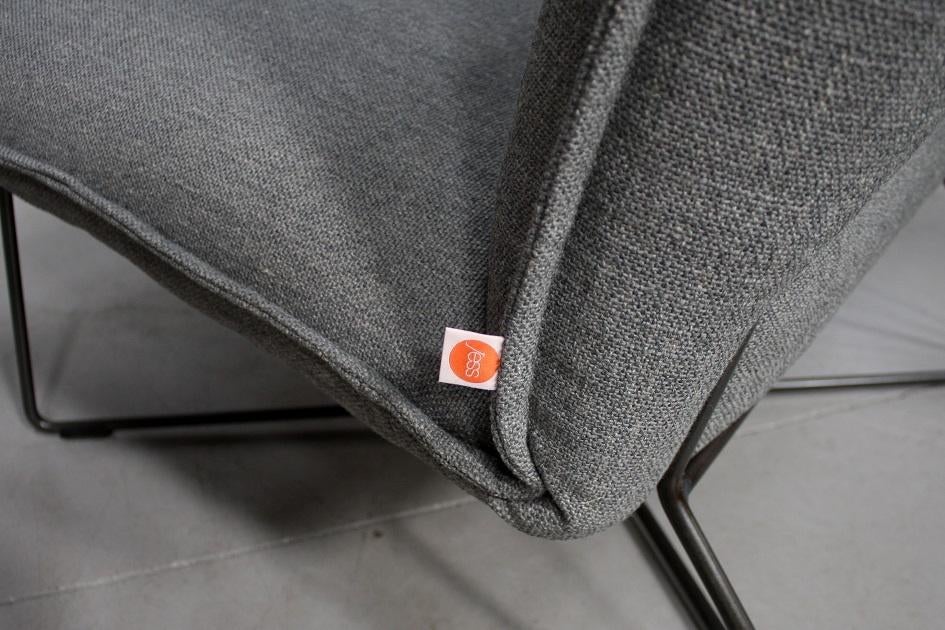 Luxe fauteuil EARL Jess design metaal stof grijs lounge, Huis en Inrichting, Fauteuils, Ophalen, 75 tot 100 cm, Zo goed als nieuw