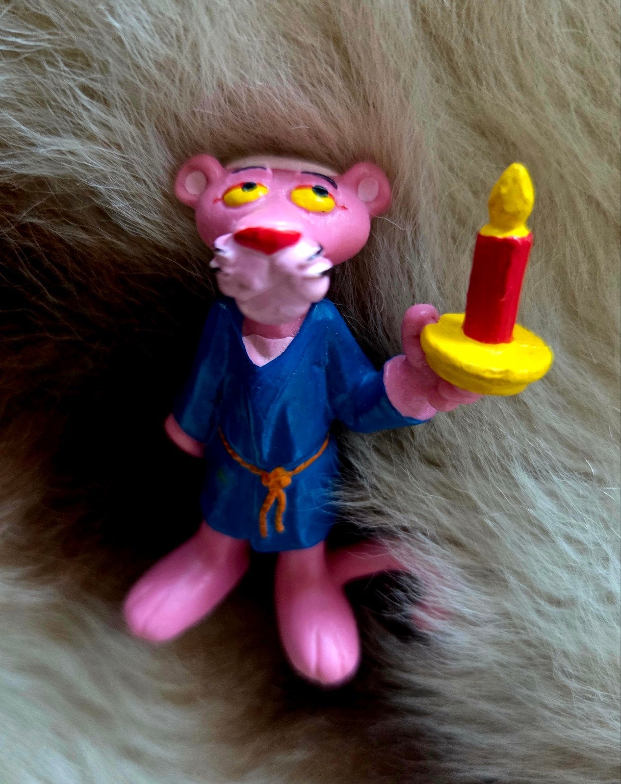 Vintage Roze Panter figuur met kaars, Bully 1983, Ophalen of Verzenden