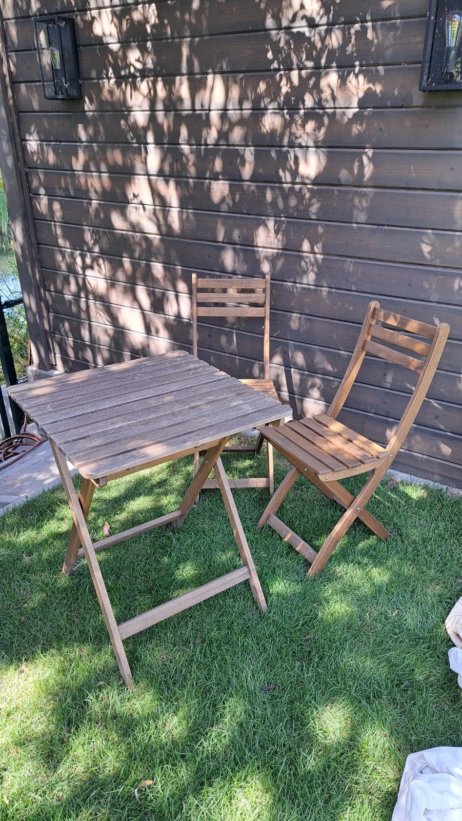 IKEA Askholmen tuinset: tafel + 2 klapstoelen, Ophalen, Gebruikt, Rechthoekig, Hout