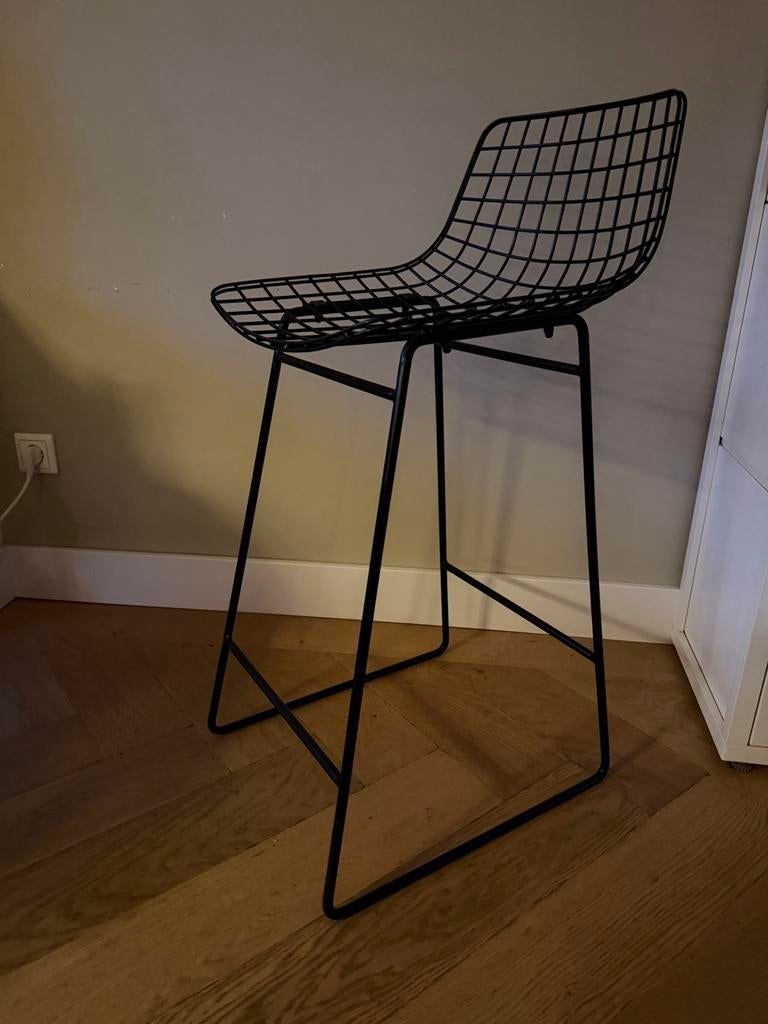 HKliving Wire barkruk zwart, Huis en Inrichting, Met voetsteun, 60 tot 90 cm, Ophalen of Verzenden, 1 kruk
