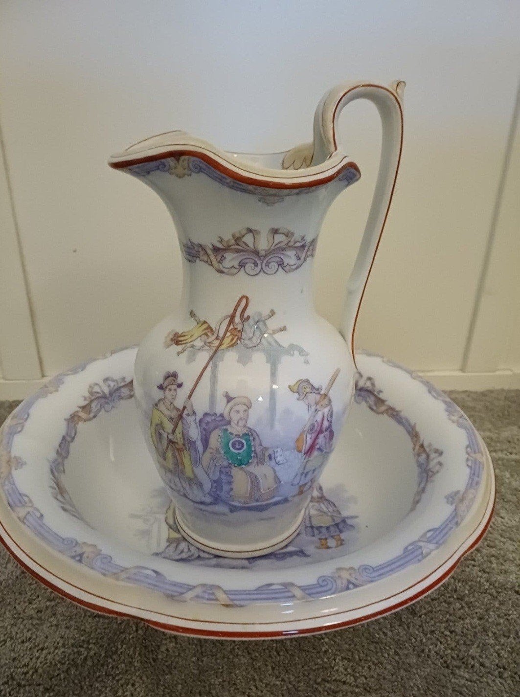 Antiek Petrus Regout & Co "Mandarin" Lampetstel (1867-1881), Antiek en Kunst, Antiek | Porselein, Ophalen