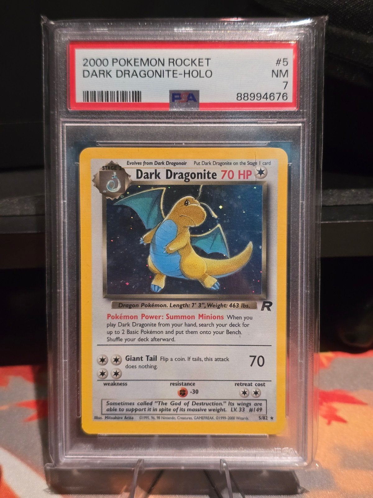 Dark Dragonite Team Rocket PSA 7 | 5/82, Ophalen of Verzenden, Zo goed als nieuw