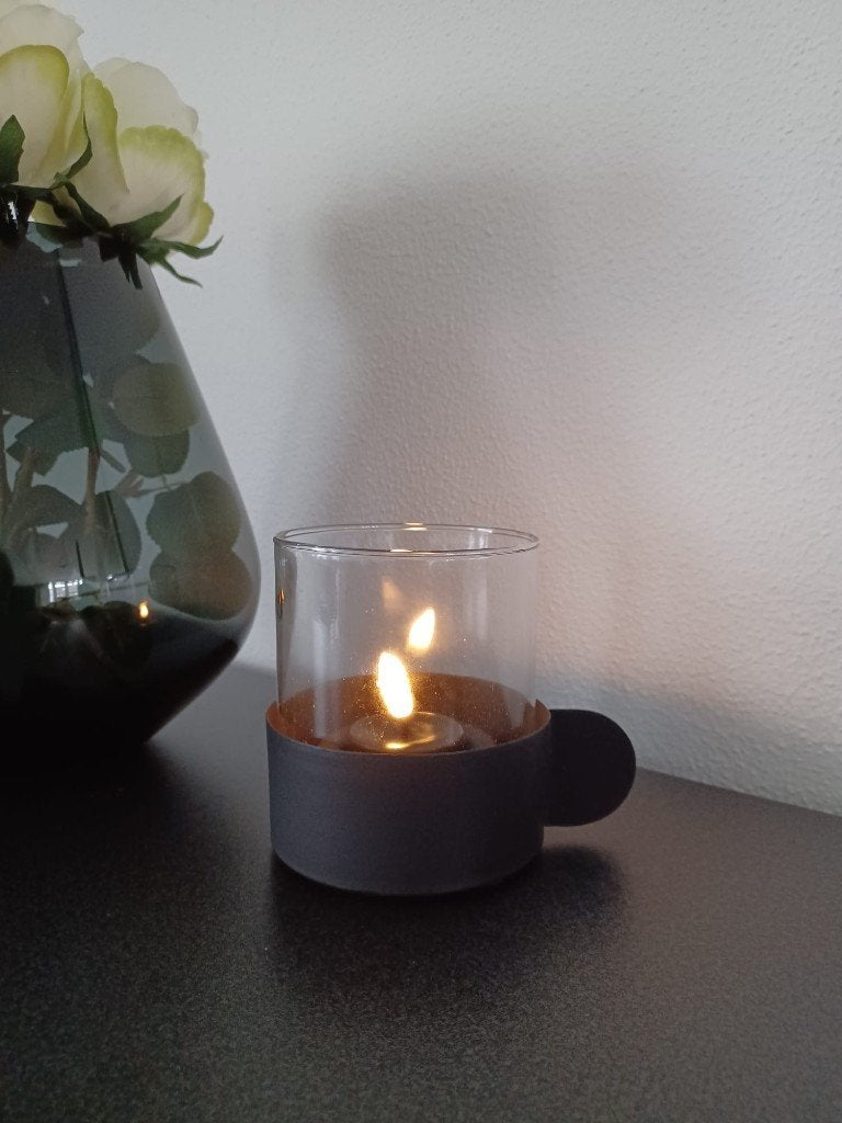 Waxinelichtjeshouder Dazz mat zwart Nieuw!, Huis en Inrichting, Waxinelichthouder, Nieuw, Ophalen of Verzenden, Glas