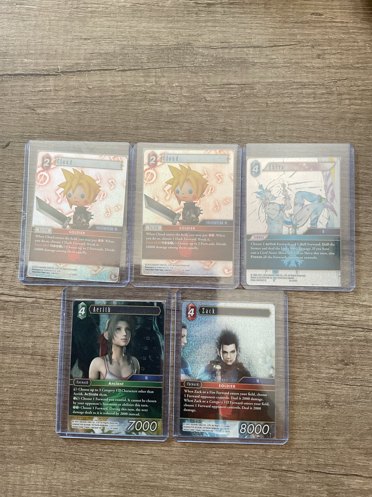 Final Fantasy TCG Kaarten - Cloud, Aerith, Zack, Shiva, Ophalen of Verzenden, Zo goed als nieuw, Meerdere kaarten