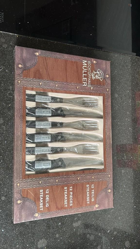 Kochtopfhaus Muller 12 delig Steakset nieuw, Ophalen, Nieuw, Rvs of Chroom, Vaatwasserbestendig