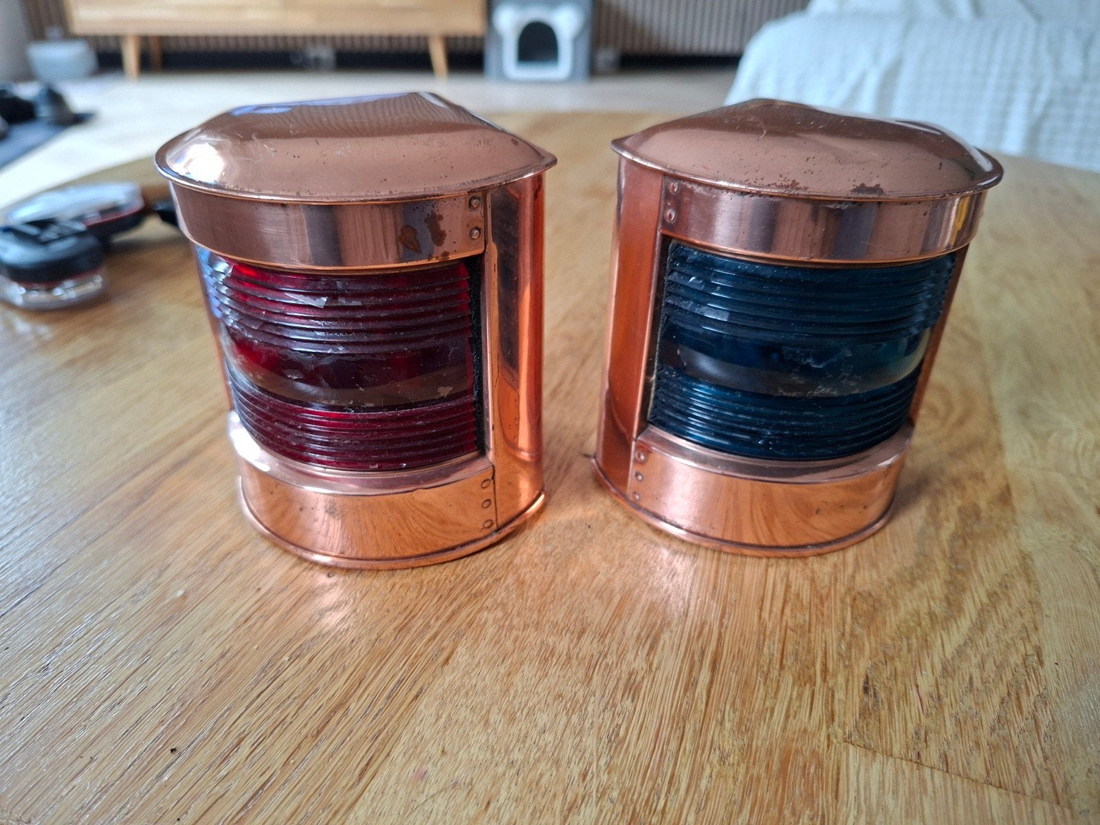 Antieke stuur bakboord lamp DHR, Ophalen of Verzenden, Gebruikt