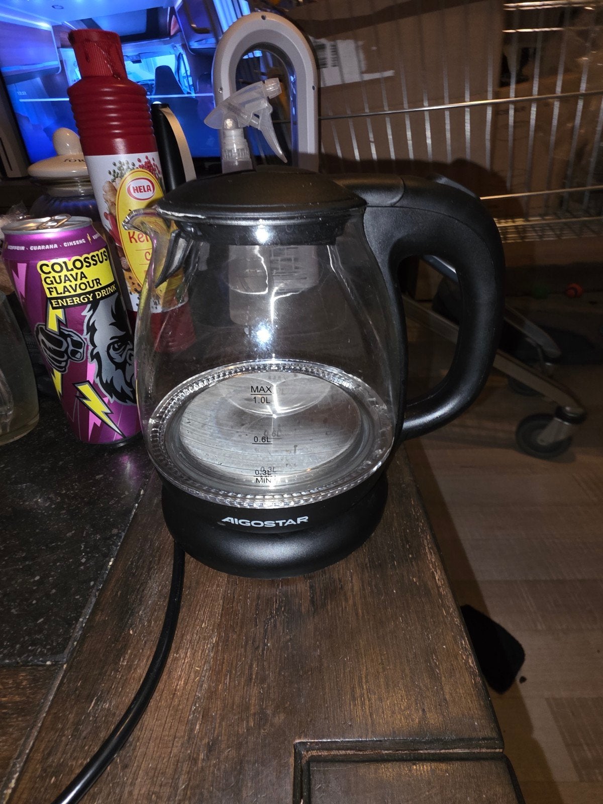 Aigostar Glazen Waterkoker - 1 Liter, 1 tot 2 liter, Ophalen of Verzenden, Gebruikt, Draadloos