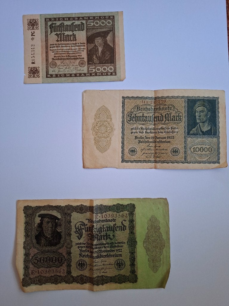 Duitse Reichsbanknoten - Set van 6 biljetten, Ophalen of Verzenden, Duitsland, Setje