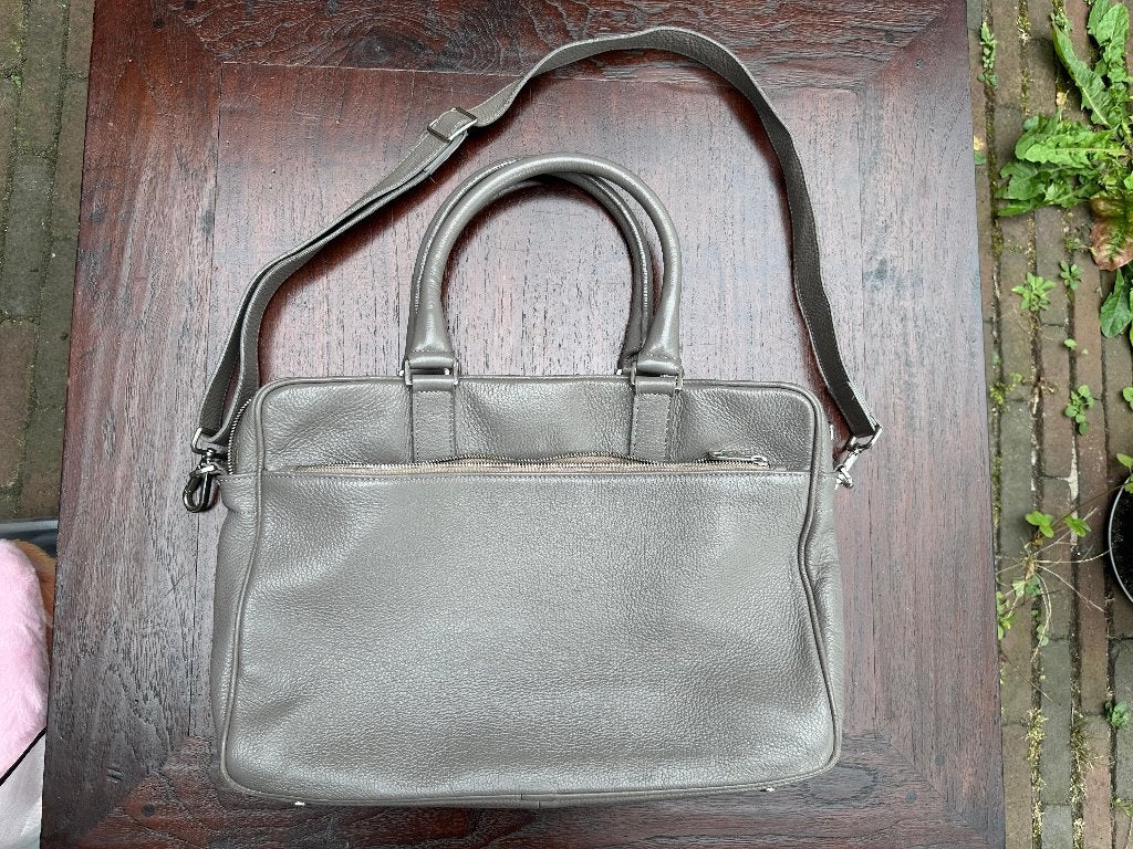 Astolfi Laptoptas/Aktetas van echt leer, Computers en Software, Gevoerd laptopvak, Grijs, Aktetas, Ophalen of Verzenden