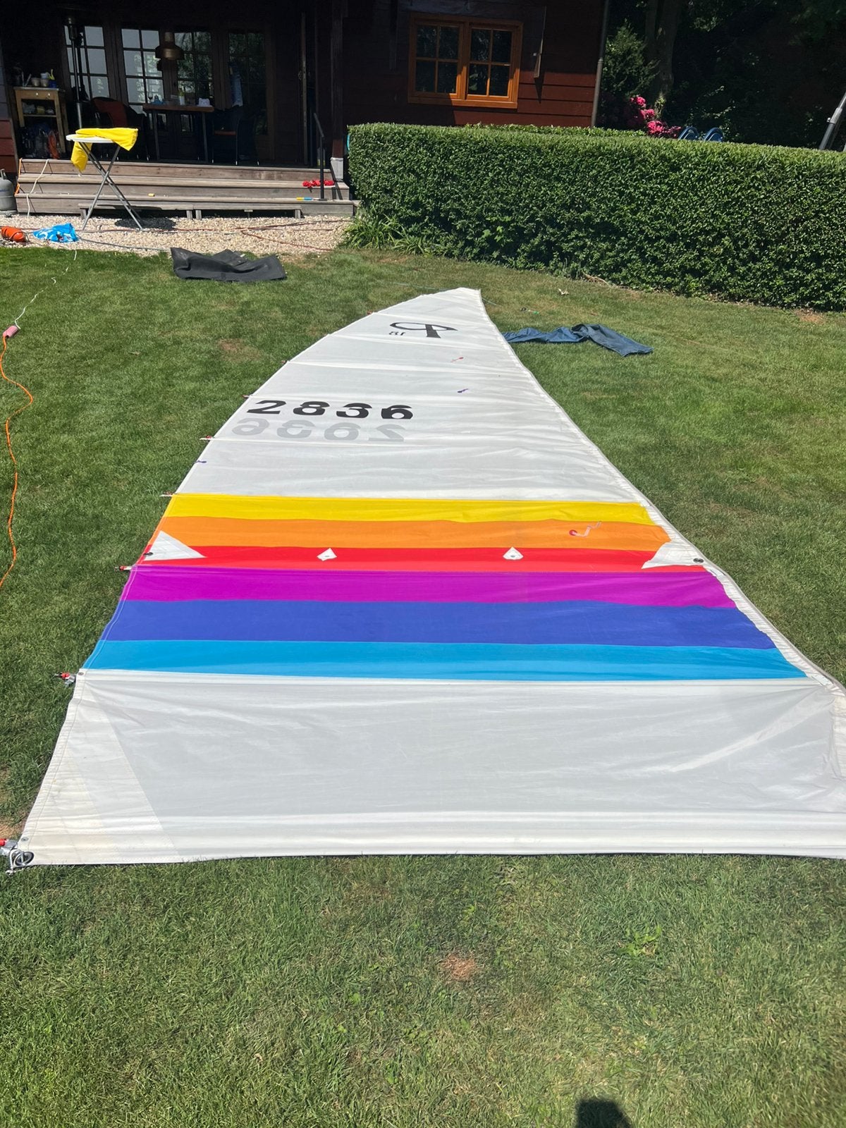 Prindle 18 grootzeil en Fok en Trampoline, Ophalen, Gebruikt, Grootzeil, Minder dan 15 m²